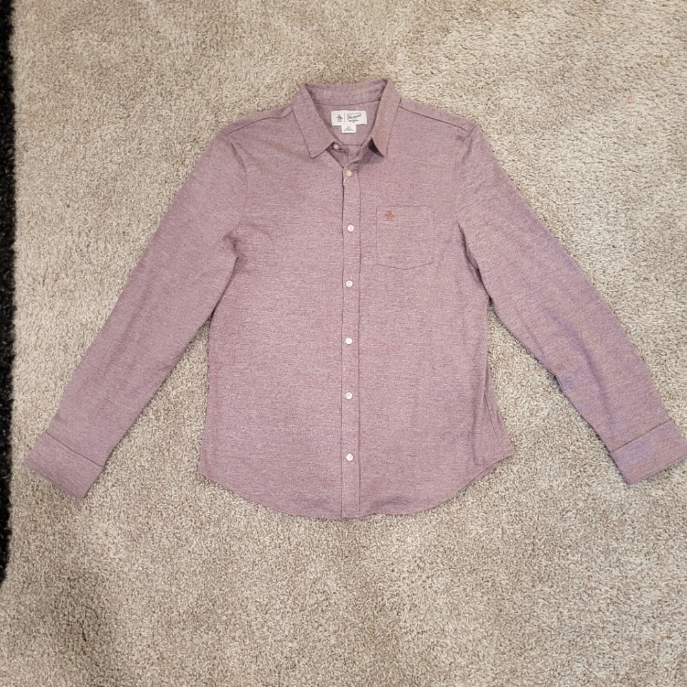 Penguin Men's Plum Wine Long Sleeved Shirt - Picture 1 of 10